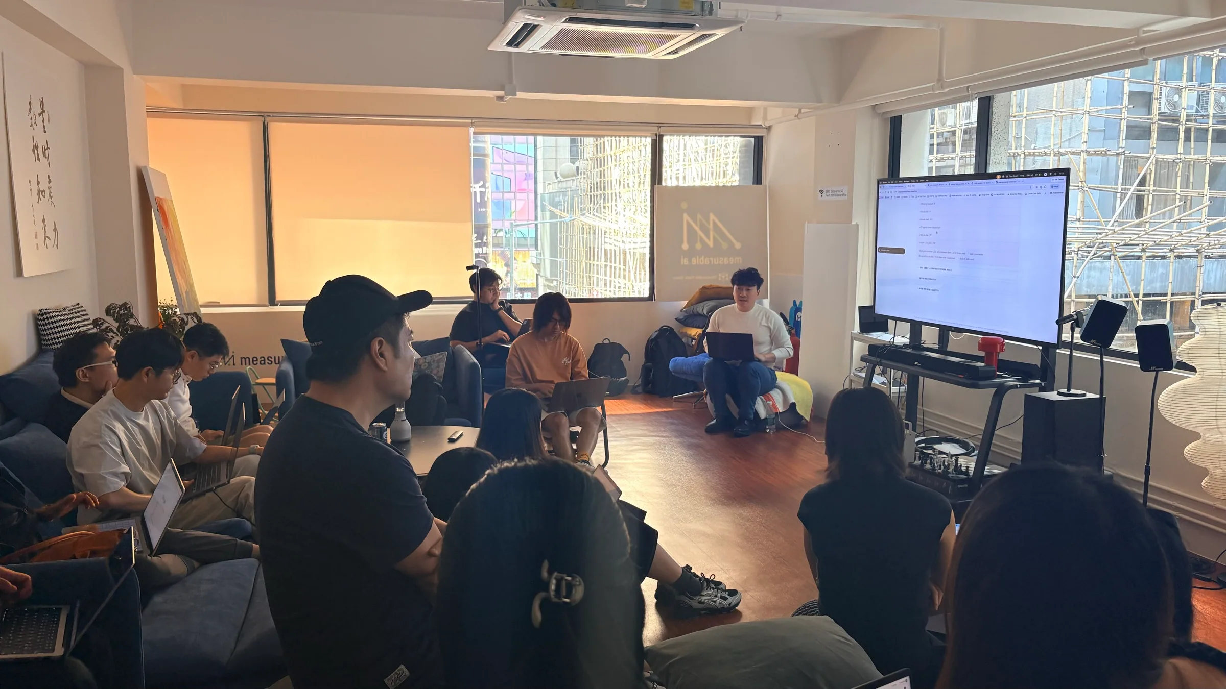 Participants gathered around their laptops during the OpenDesign Hong Kong workshop.